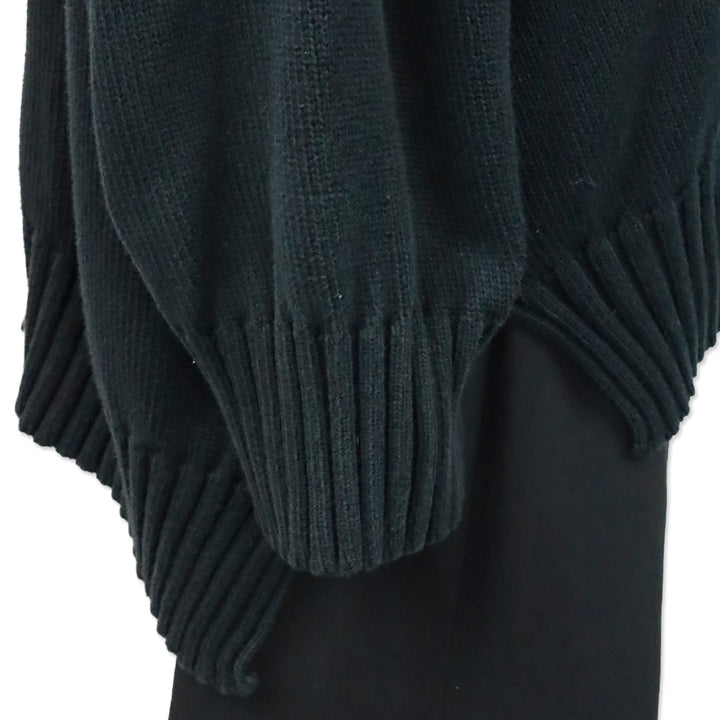 Eskander Black Cotton Knit Split Collar Sweater