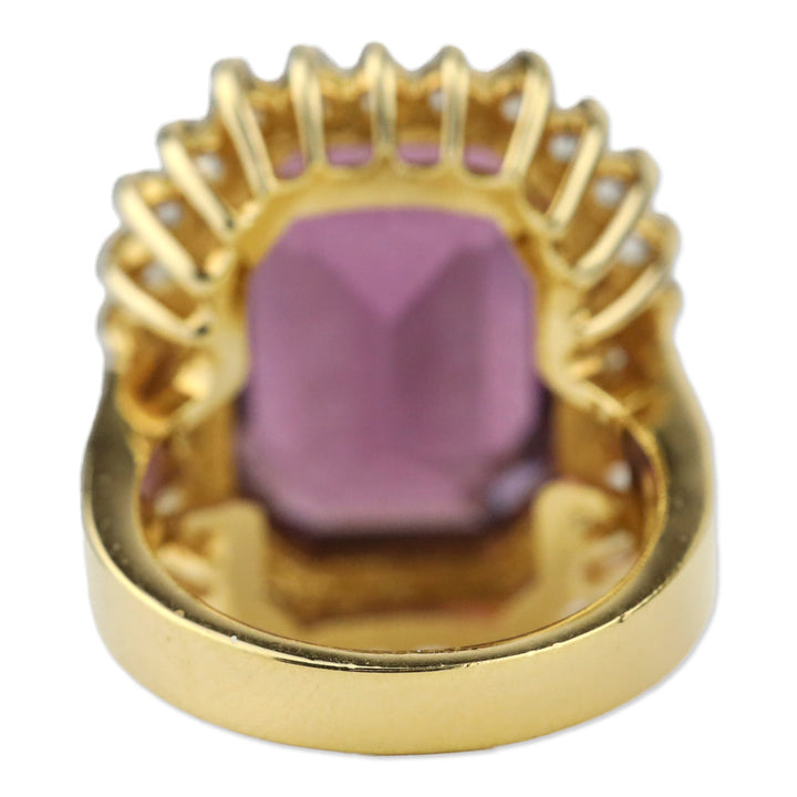 Espo 14KT GE Purple Faceted Rectangle Stone Crystal Trim Cocktail Ring