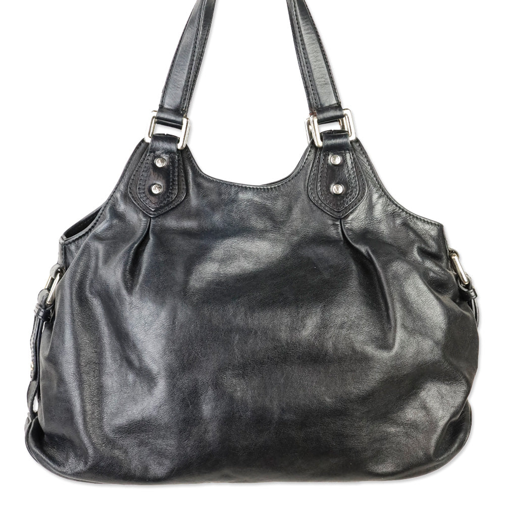 Etro Black Paisley Embroidered Leather Hobo Bag