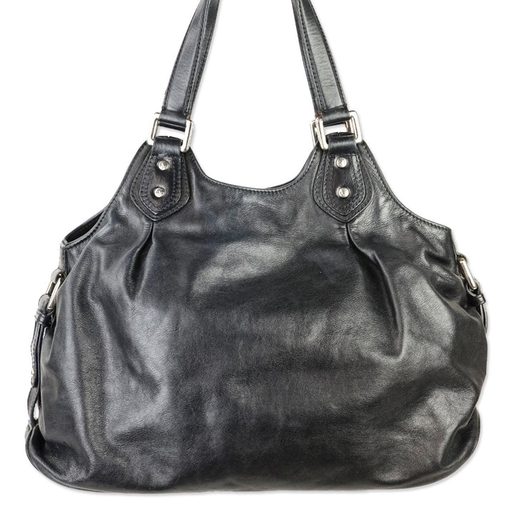 Etro Black Paisley Embroidered Leather Hobo Bag