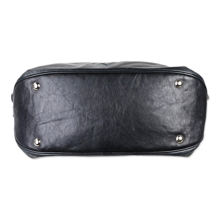 Etro Black Paisley Embroidered Leather Hobo Bag