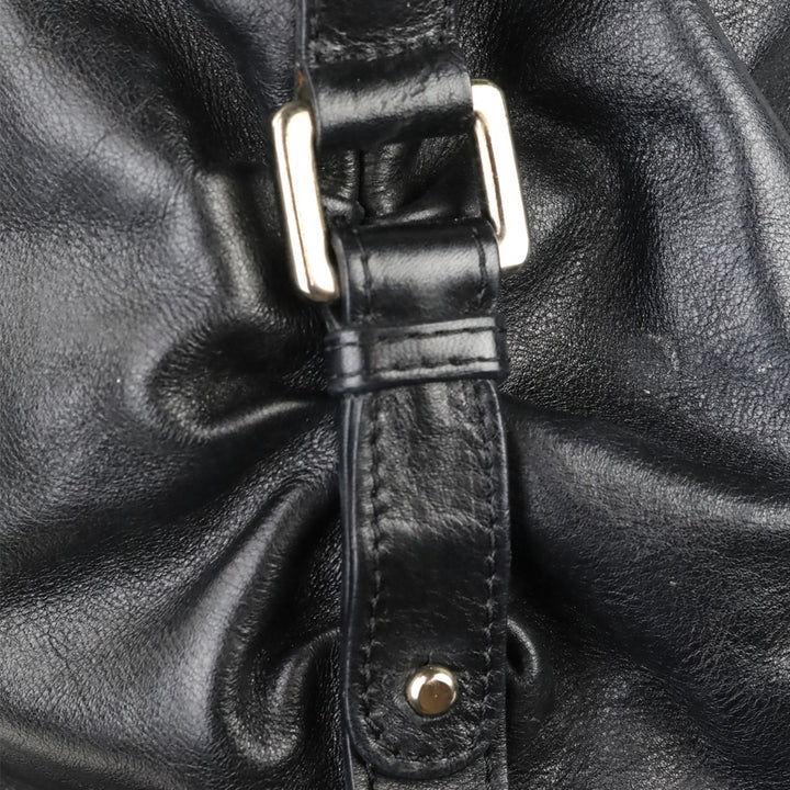 Etro Black Paisley Embroidered Leather Hobo Bag