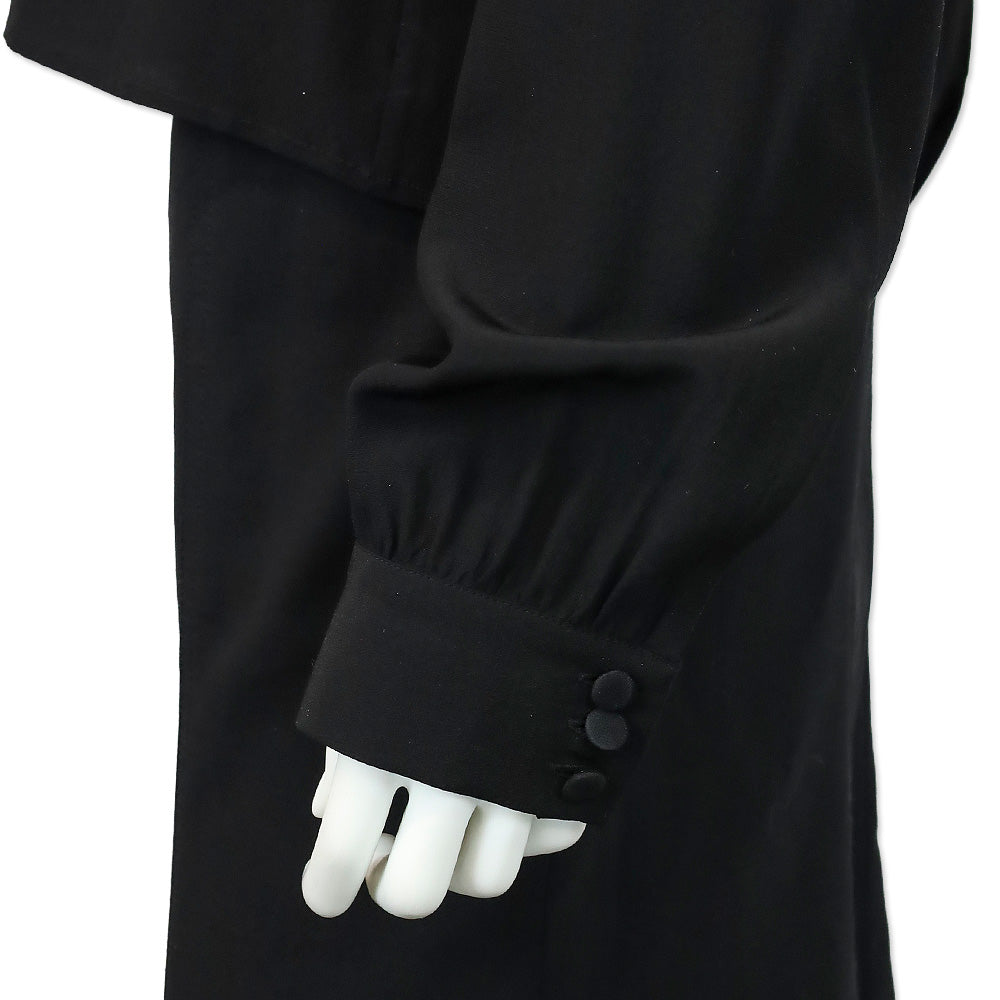 Etro Black Silk Chemise Tuxedo Button Up Top
