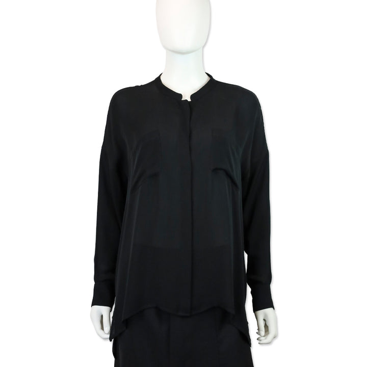 Etro Black Silk Pocket Blouse