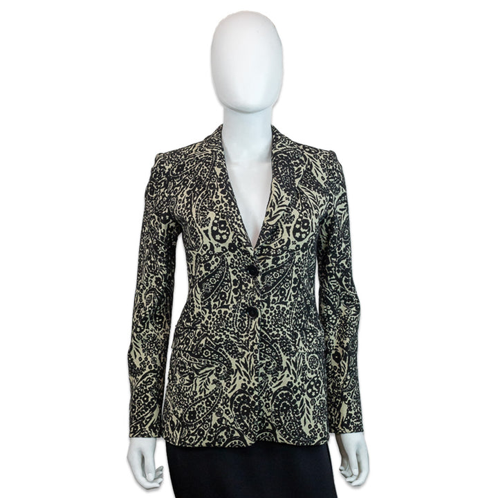 Etro Black/Cream Paisley Knit Blazer