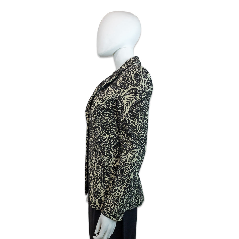 Etro Black/Cream Paisley Knit Blazer