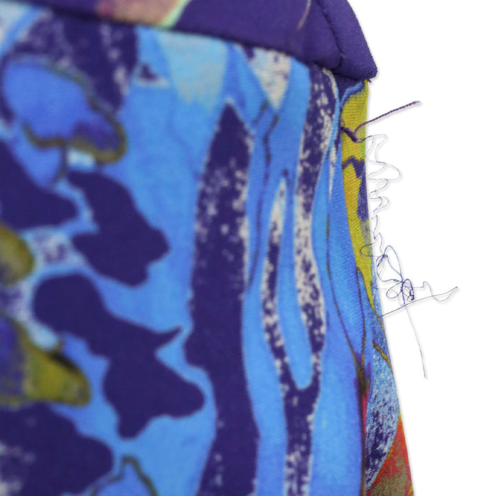 Etro Blue Floral V-Neck Short Sleeve Midi Dress