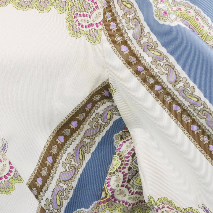Etro Blue & Cream Paisley Print Silk Camp Collar Shirt