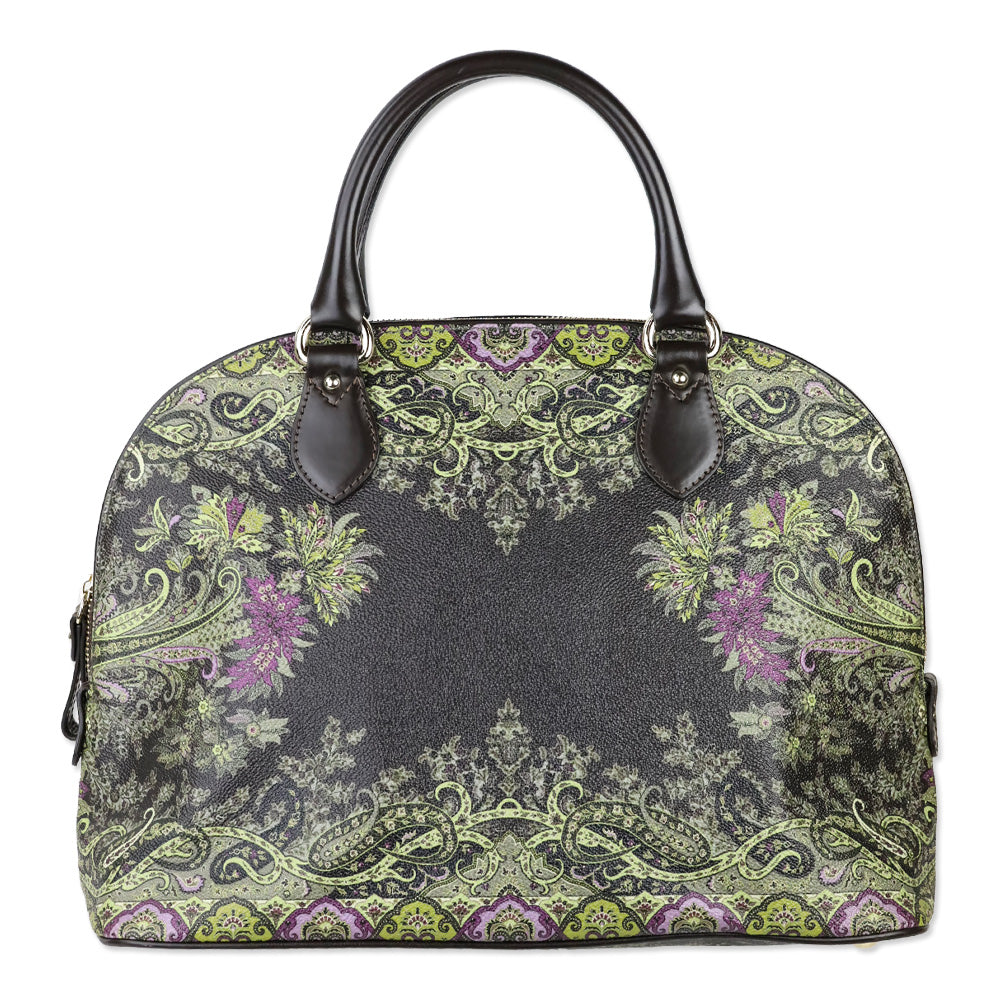 Etro Brown Green Paisley Print Top Handle Bag