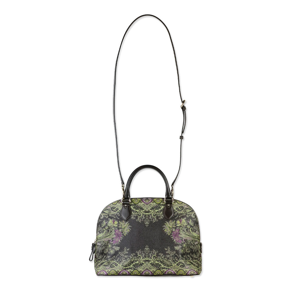 Etro Brown Green Paisley Print Top Handle Bag