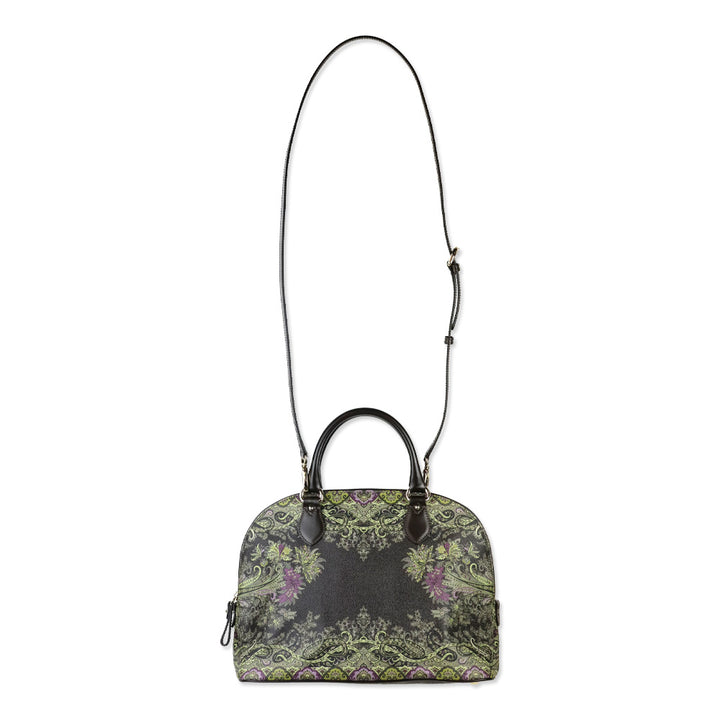 Etro Brown Green Paisley Print Top Handle Bag
