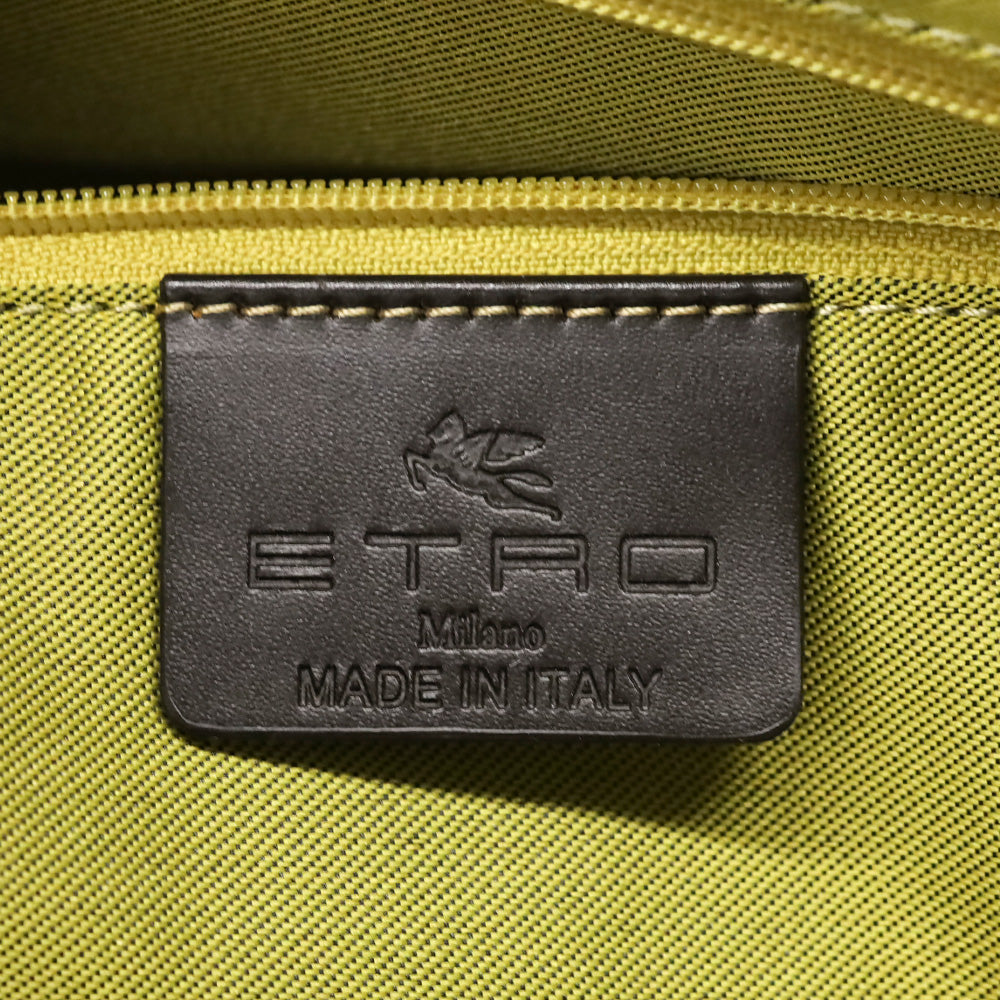 Etro Brown Green Paisley Print Top Handle Bag