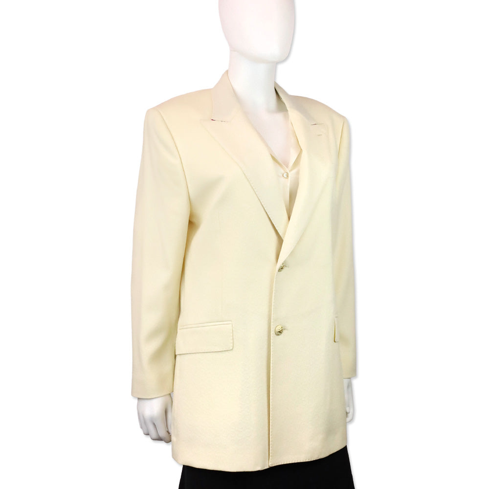 Etro Cream Circle Embossed Oversized Two-Button Blazer