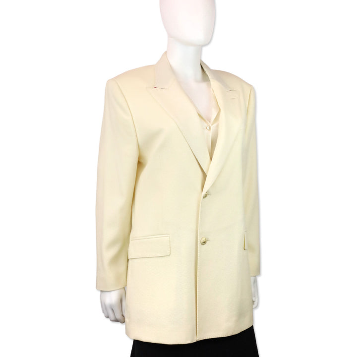 Etro Cream Circle Embossed Oversized Two-Button Blazer