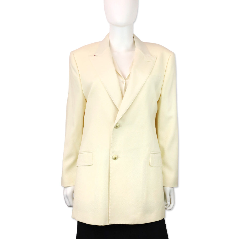 Etro Cream Circle Embossed Oversized Two-Button Blazer