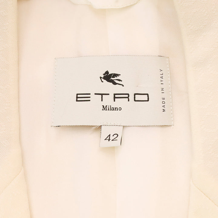 Etro Cream Circle Embossed Oversized Two-Button Blazer
