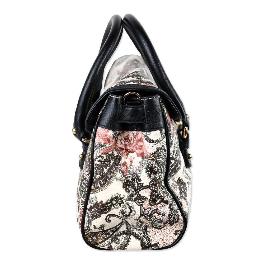 Etro Cream/Brown Paisley Print Coated Canvas Satchel