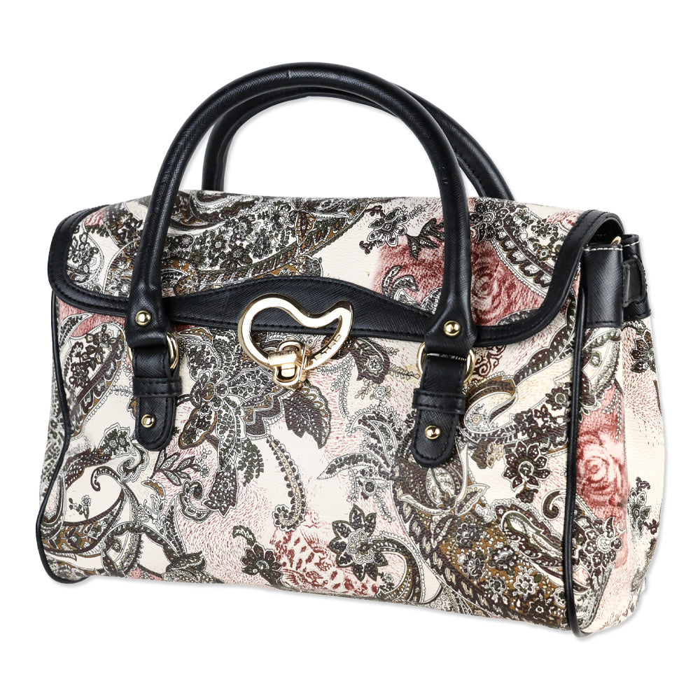Etro Cream/Brown Paisley Print Coated Canvas Satchel