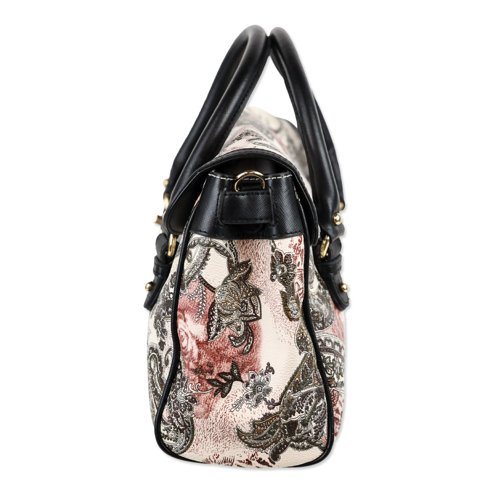 Etro Cream/Brown Paisley Print Coated Canvas Satchel