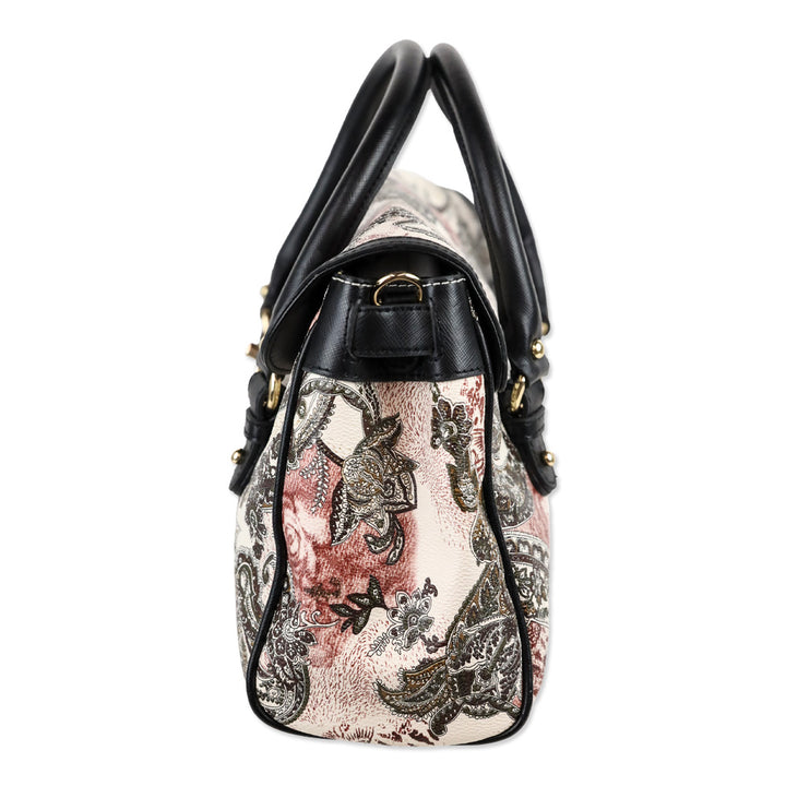 Etro Cream/Brown Paisley Print Coated Canvas Satchel