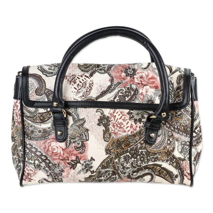Etro Cream/Brown Paisley Print Coated Canvas Satchel