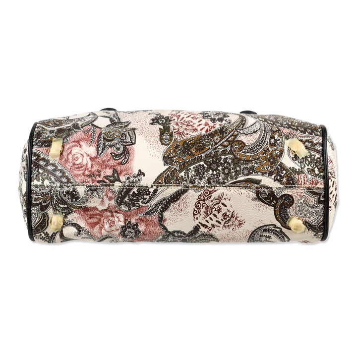 Etro Cream/Brown Paisley Print Coated Canvas Satchel