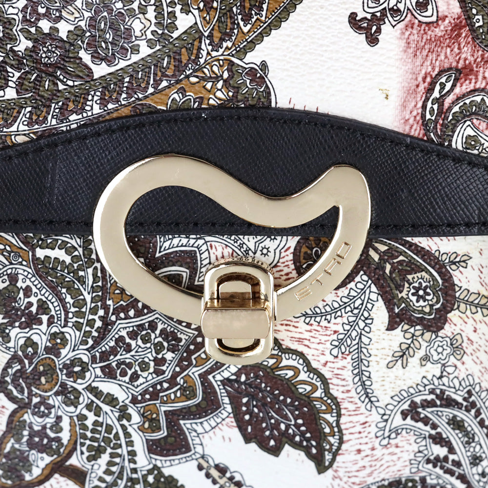 Etro Cream/Brown Paisley Print Coated Canvas Satchel