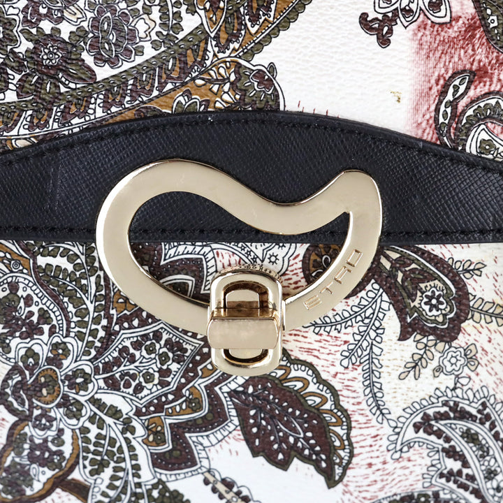 Etro Cream/Brown Paisley Print Coated Canvas Satchel