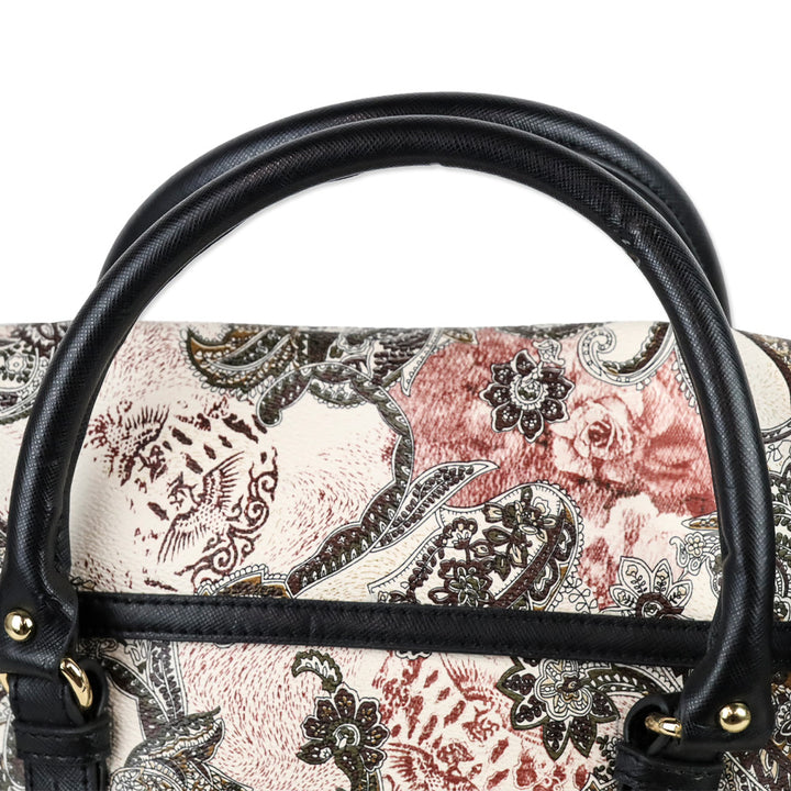 Etro Cream/Brown Paisley Print Coated Canvas Satchel