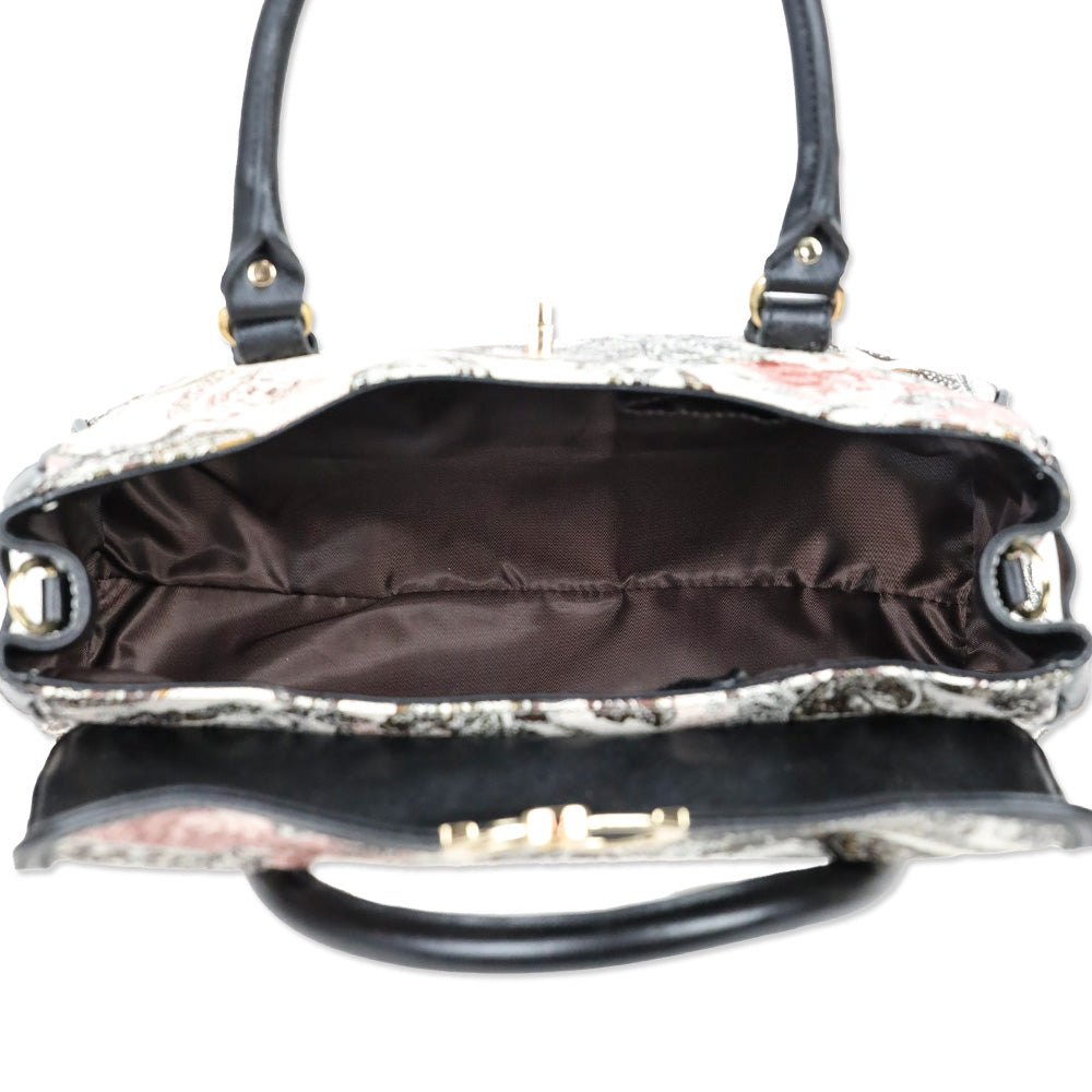 Etro Cream/Brown Paisley Print Coated Canvas Satchel