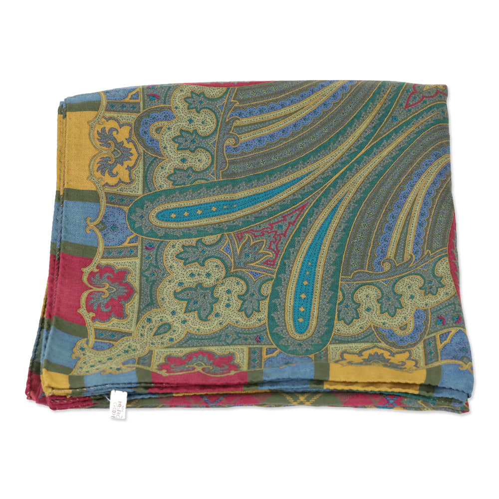 Etro Large Red/Green Multicolor Paisley Plaid Print Shawl Scarf