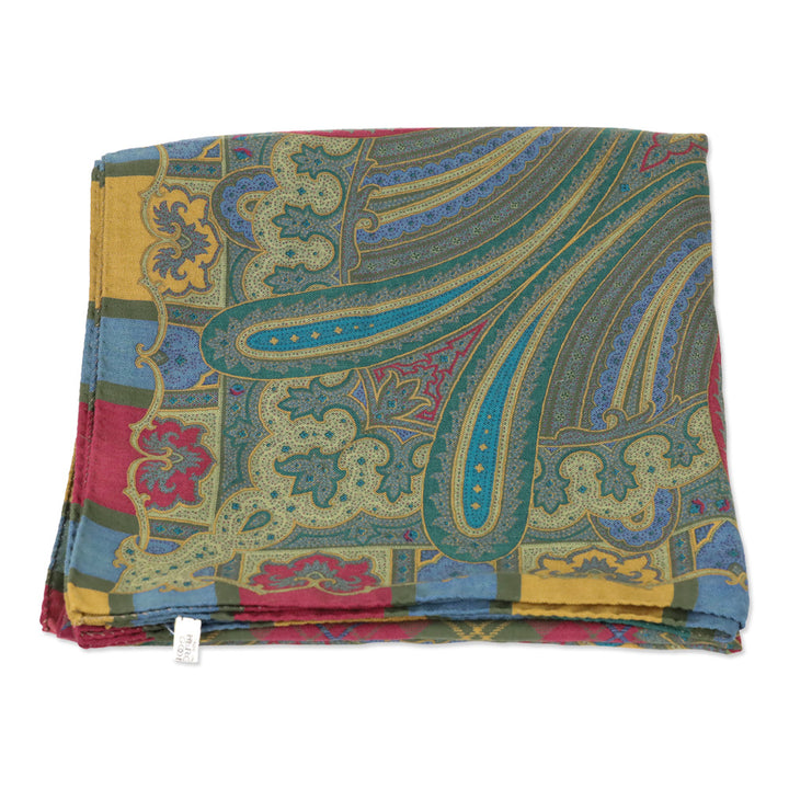 Etro Large Red/Green Multicolor Paisley Plaid Print Shawl Scarf