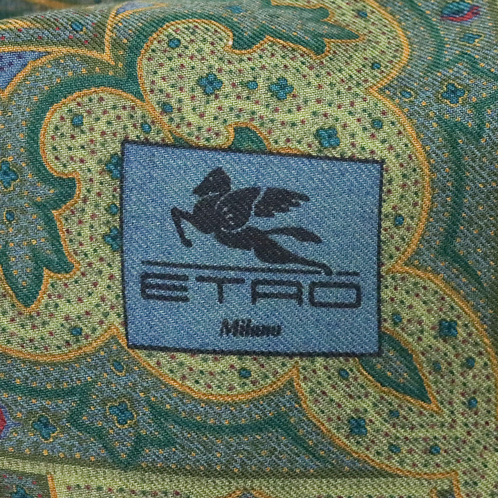Etro Large Red/Green Multicolor Paisley Plaid Print Shawl Scarf