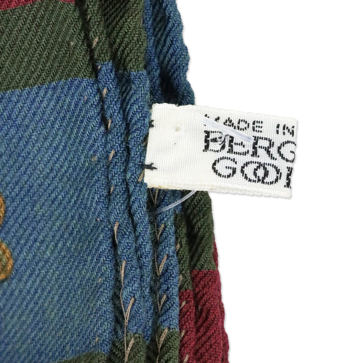 Etro Large Red/Green Multicolor Paisley Plaid Print Shawl Scarf