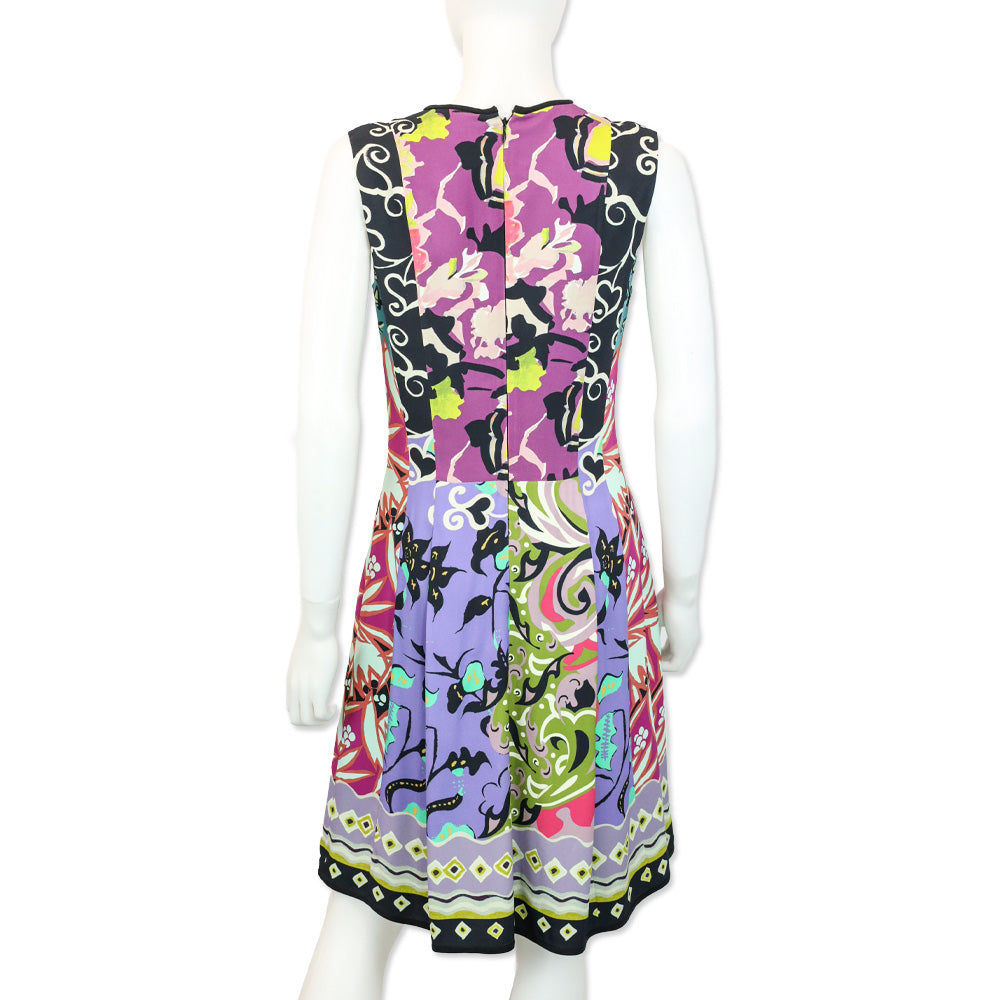 Etro Multicolor Mixed Print Plunging V-Neck Sleeveless Midi Dress