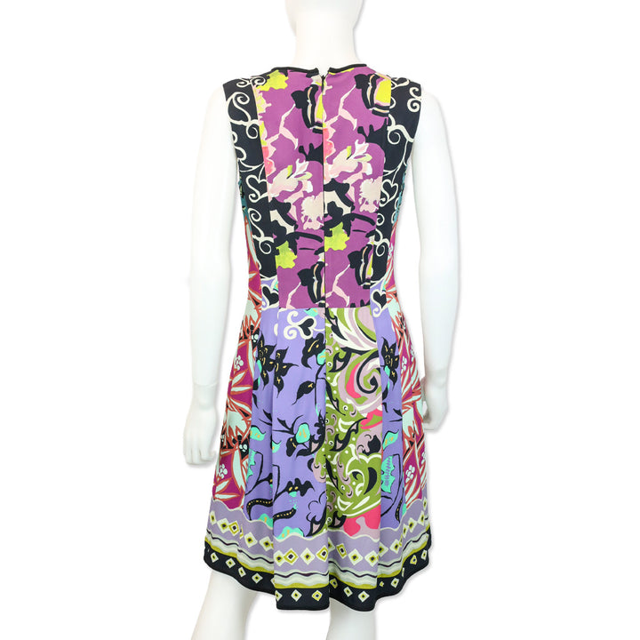 Etro Multicolor Mixed Print Plunging V-Neck Sleeveless Midi Dress