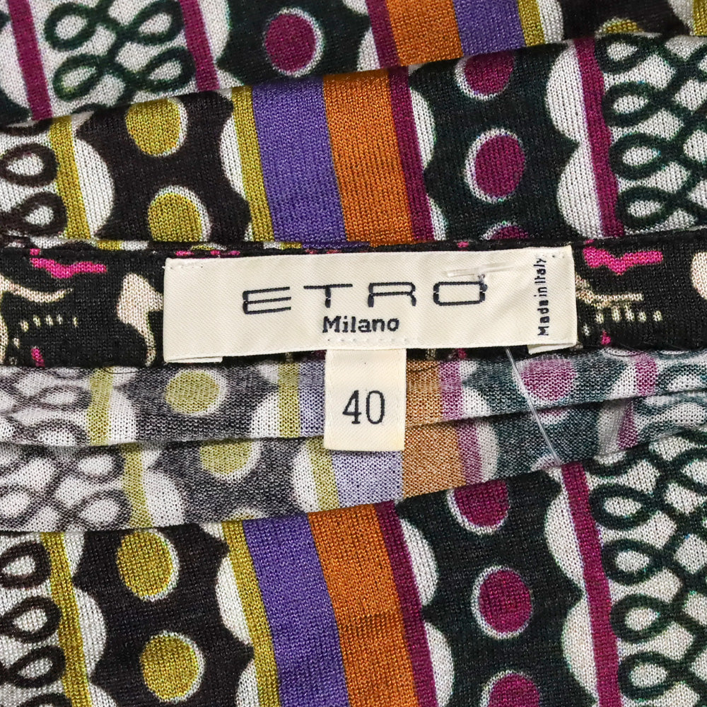 Etro Multicolor Print Bateau Neck Batwing Top