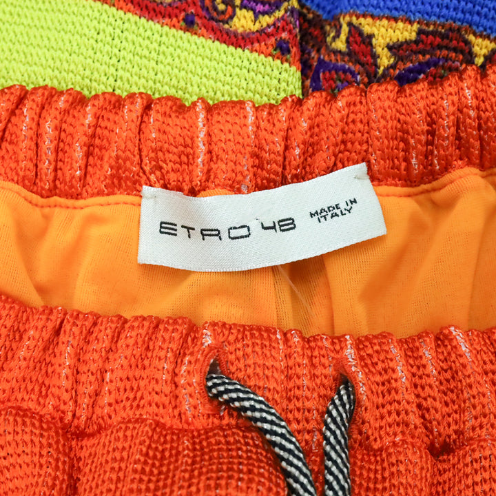 Etro Orange Fringe Hem Knit Drawstring Pants