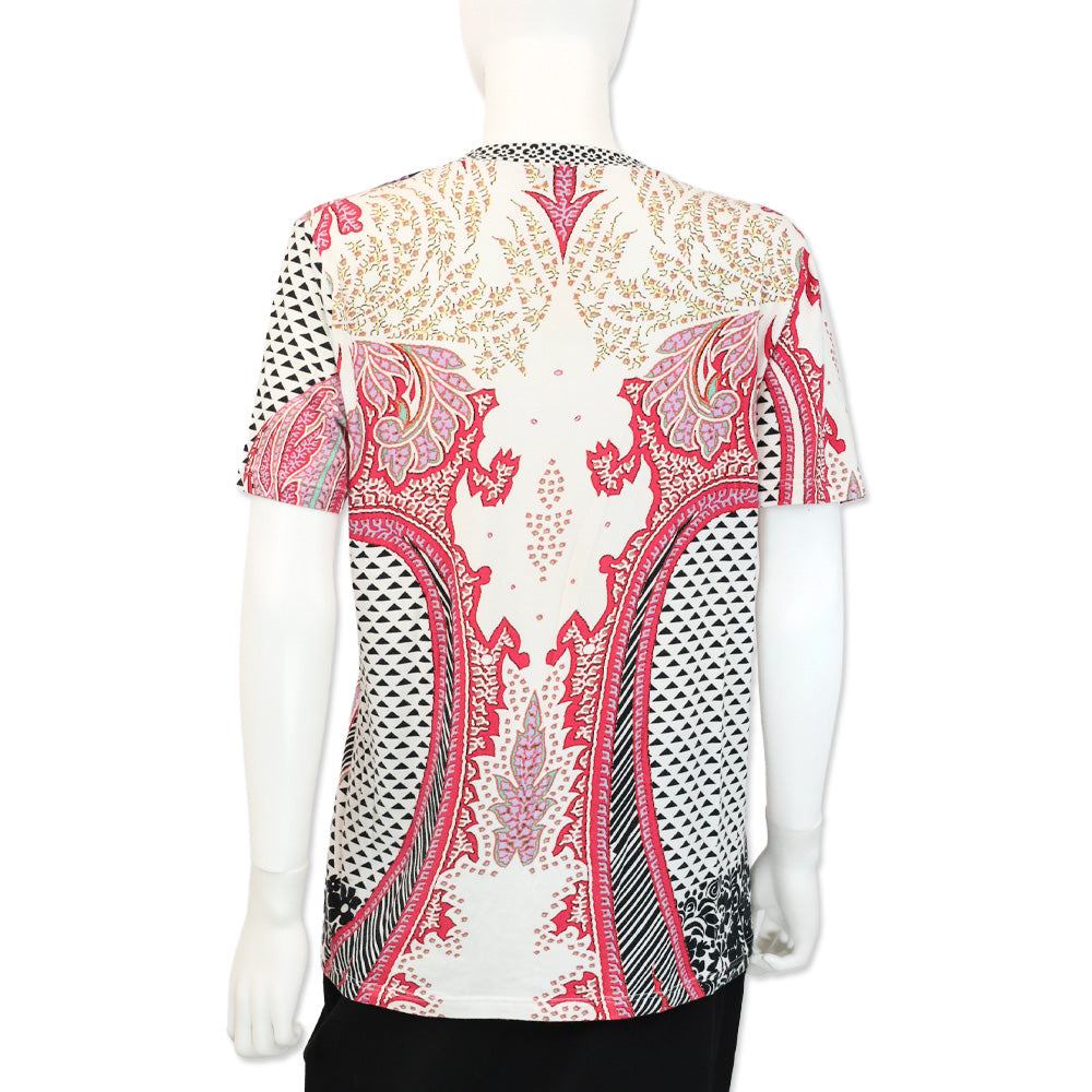 Etro Pink Multi Print V-Neck T-Shirt