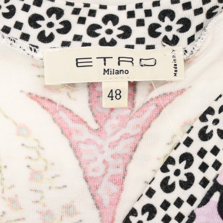 Etro Pink Multi Print V-Neck T-Shirt