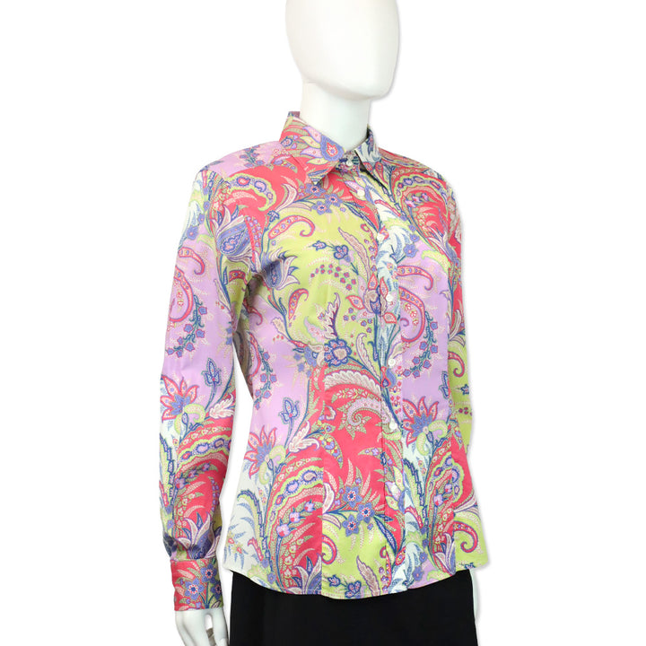 Etro Purple Multi Paisley Print Button Up Shirt