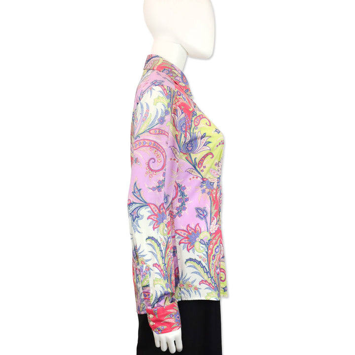Etro Purple Multi Paisley Print Button Up Shirt