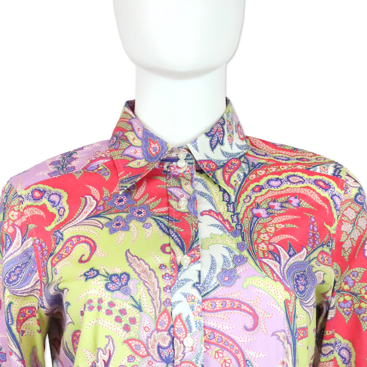 Etro Purple Multi Paisley Print Button Up Shirt
