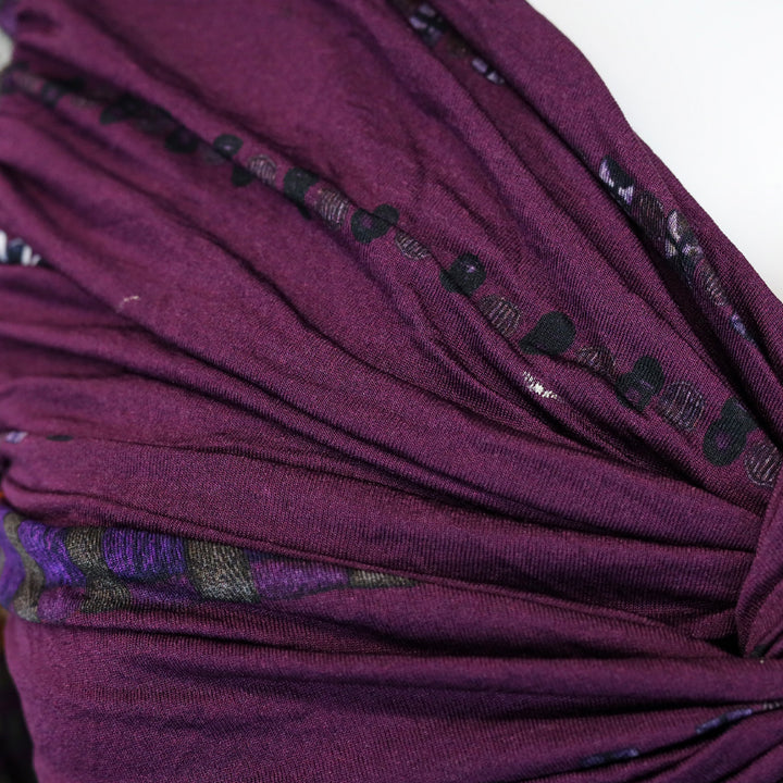 Etro Purple Multi Print Twist Knot V-Neck Long Sleeves Top