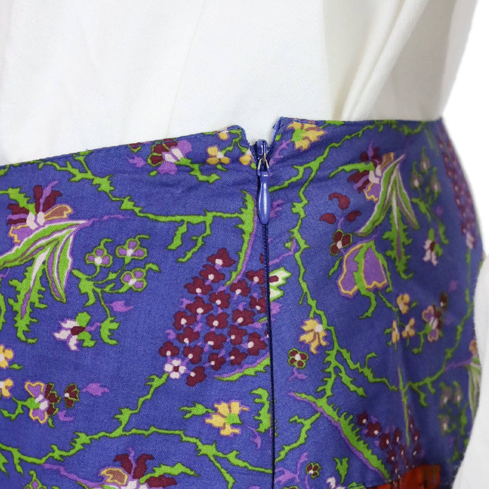 Etro Purple/Multi Floral Print Cotton Flare Midi Skirt