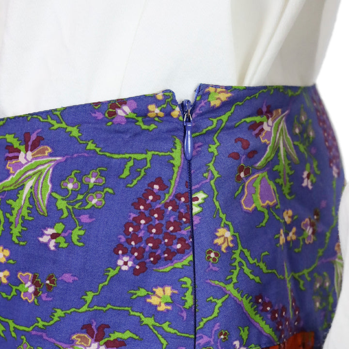 Etro Purple/Multi Floral Print Cotton Flare Midi Skirt