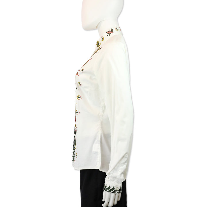 Etro White Multi Floral Embroidered Button-Up Shirt