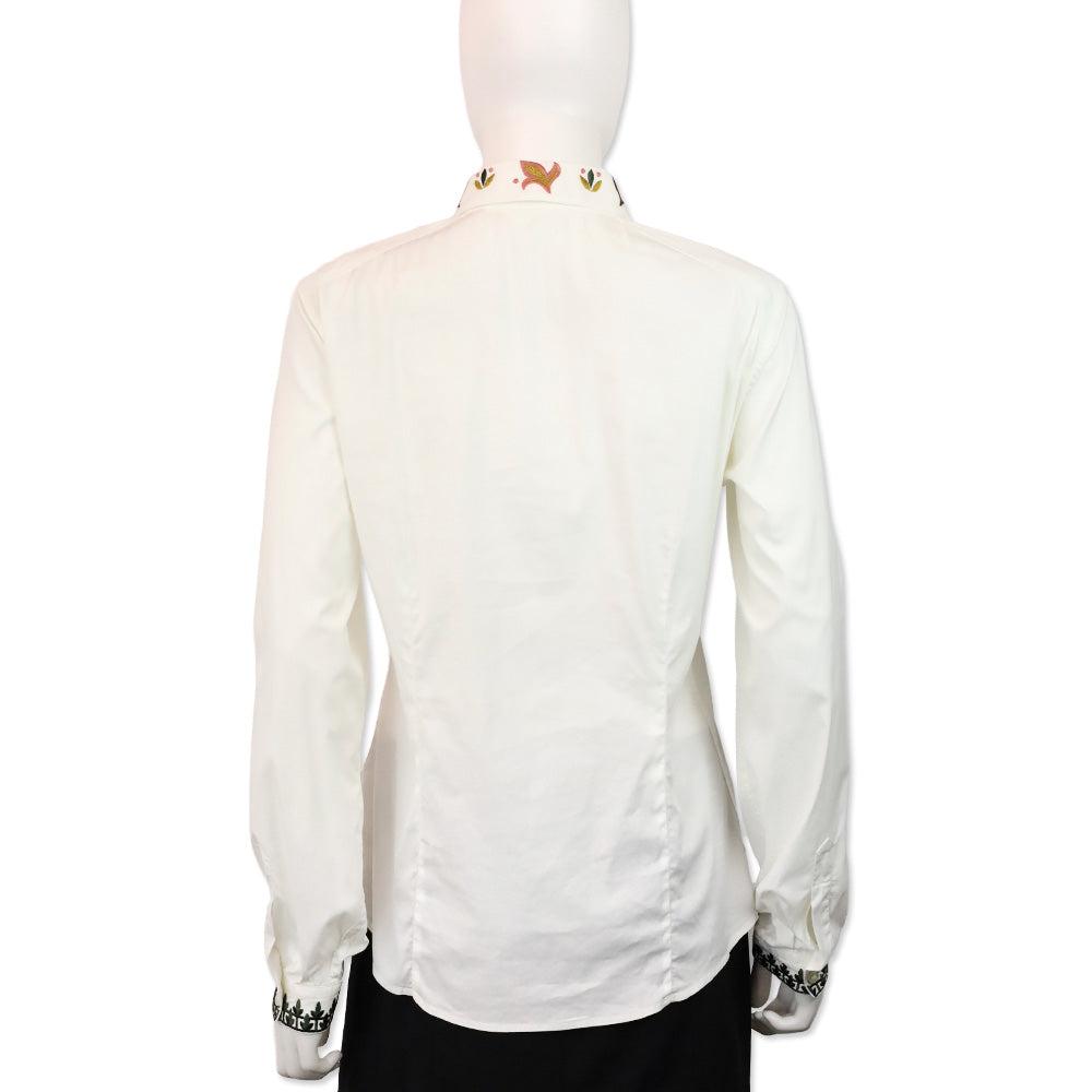 Etro White Multi Floral Embroidered Button-Up Shirt