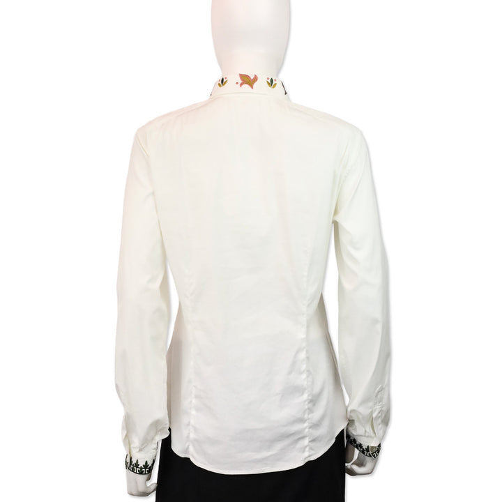Etro White Multi Floral Embroidered Button-Up Shirt