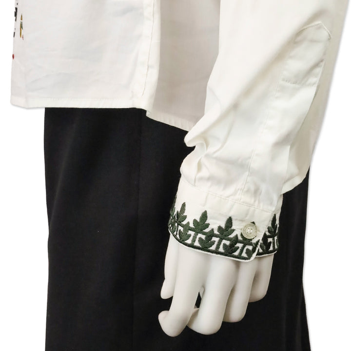 Etro White Multi Floral Embroidered Button-Up Shirt